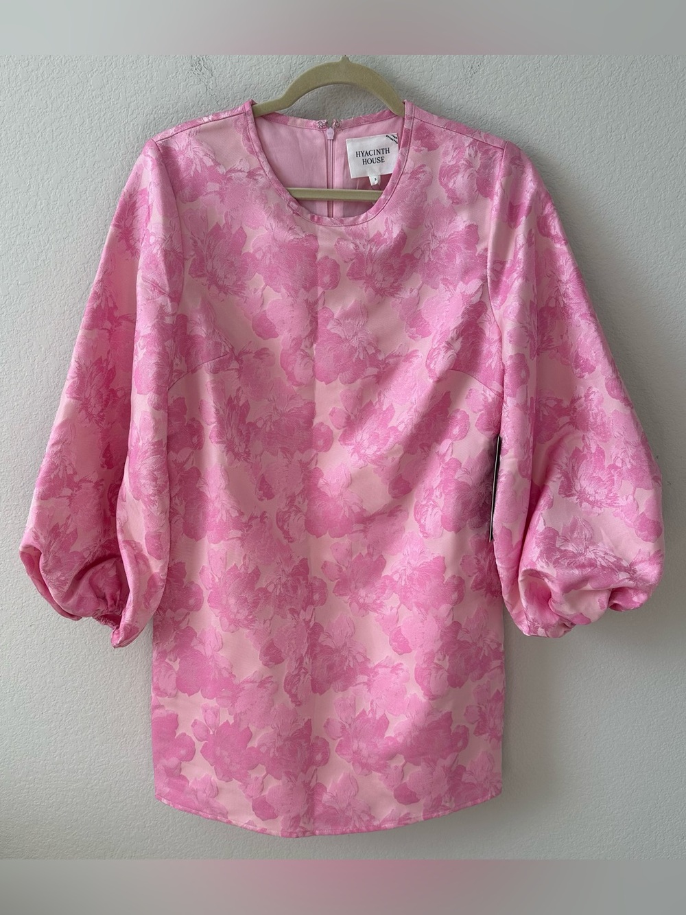 HYACINTH HOUSE Pale Pink Jacquard Janie Mini Dress SZ S NWT - Picture 2 of 7